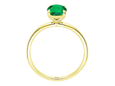 Oval Emerald Solitaire Ring in 14K Yellow Gold – 1.00 ct