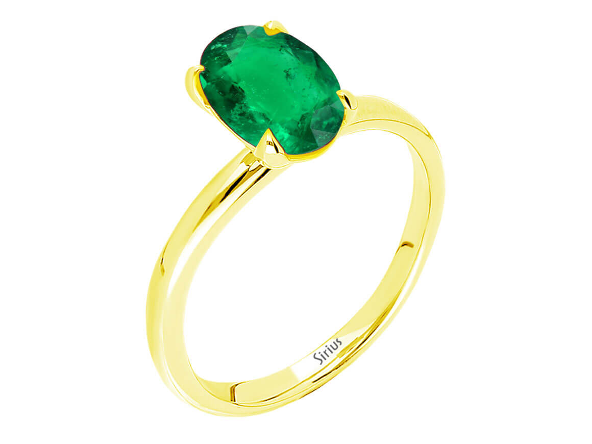 Oval Emerald Solitaire Ring in 14K Yellow Gold – 1.00 ct