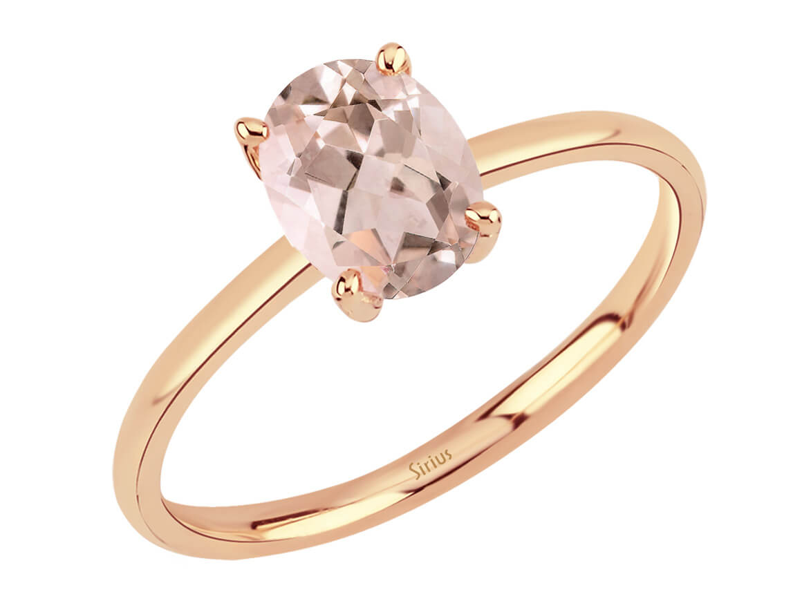 Solitaire ring with 1.00 ct oval morganite in rose gold