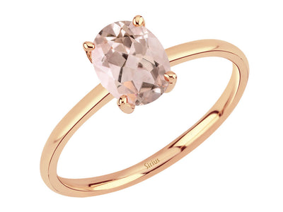 Solitaire ring with 1.00 ct oval morganite in rose gold