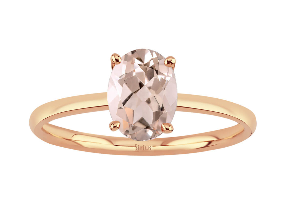 Solitaire ring with 1.00 ct oval morganite in rose gold