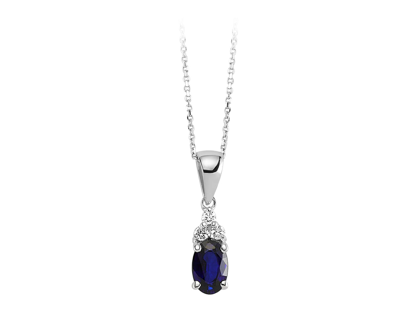 Safir-Elmas Kolye Ucu - 8K Beyaz Altın içinde 0,65 ct Safir ve 0,05 ct Elmaslar - Rosy Lab Diamonds’tan yüksek kaliteli Mücevher