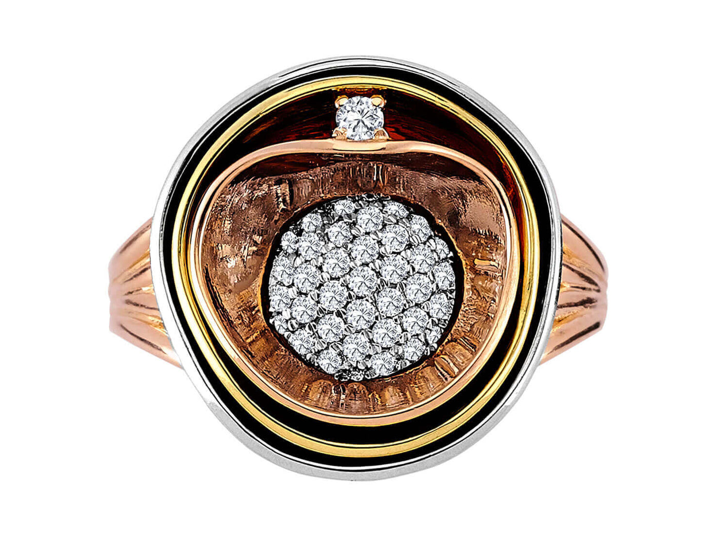 Pavé montürlü laboratuvar üretimi elmaslara sahip zarif Rose Altın yüzük - Rosy Lab Diamonds’tan yüksek kaliteli Mücevher