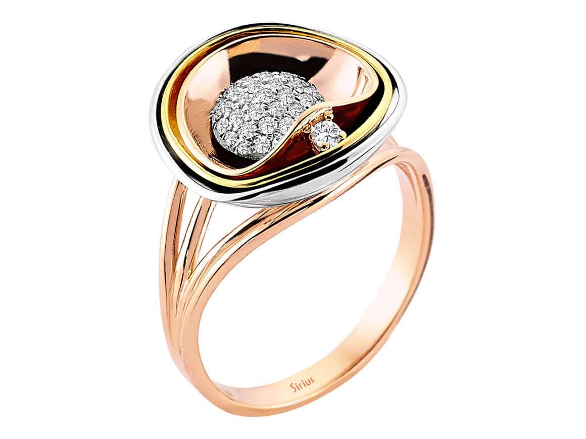 Pavé montürlü laboratuvar üretimi elmaslara sahip zarif Rose Altın yüzük - Rosy Lab Diamonds’tan yüksek kaliteli Mücevher