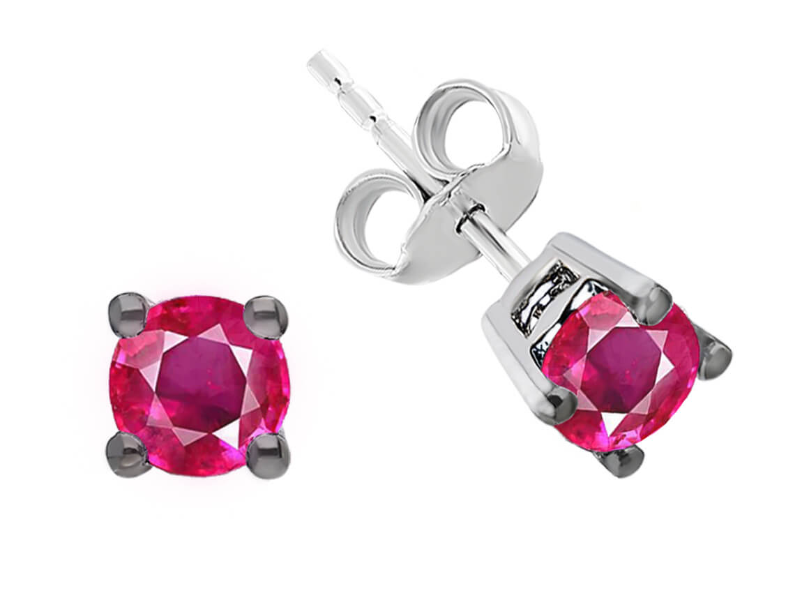 Clous d'oreilles solitaires avec 2 saphirs roses en or blanc 585