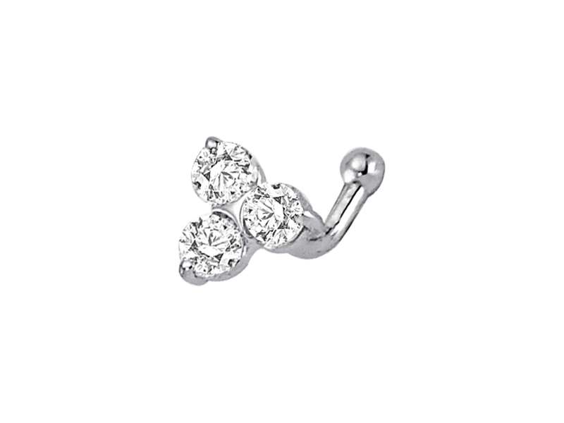Nasenstecker mit 3 Diamanten in 14K Weißgold | Hizma Design - hochwertiger Schmuck von Rosy Lab Diamonds