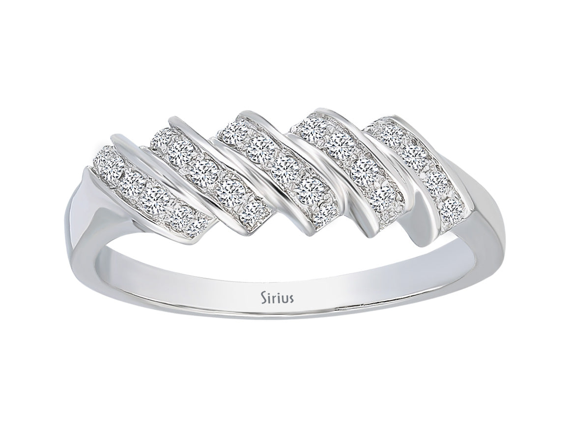 Bague en or blanc avec 30 diamants de laboratoire de 0,25 carat – or 8 carats, 3,16 g, 5 rangées – Bijoux haut de gamme de Rosy Lab Diamonds