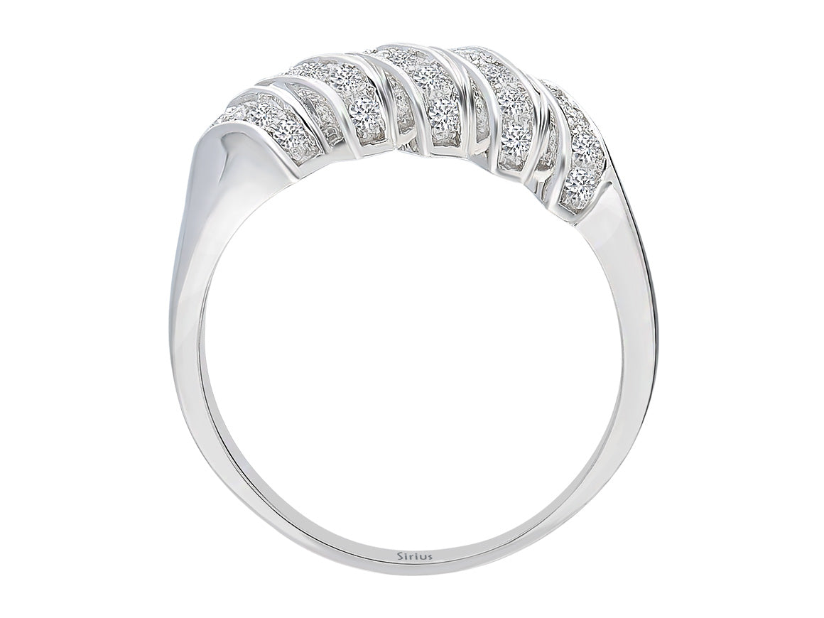Bague en or blanc avec 30 diamants de laboratoire de 0,25 carat – or 8 carats, 3,16 g, 5 rangées – Bijoux haut de gamme de Rosy Lab Diamonds