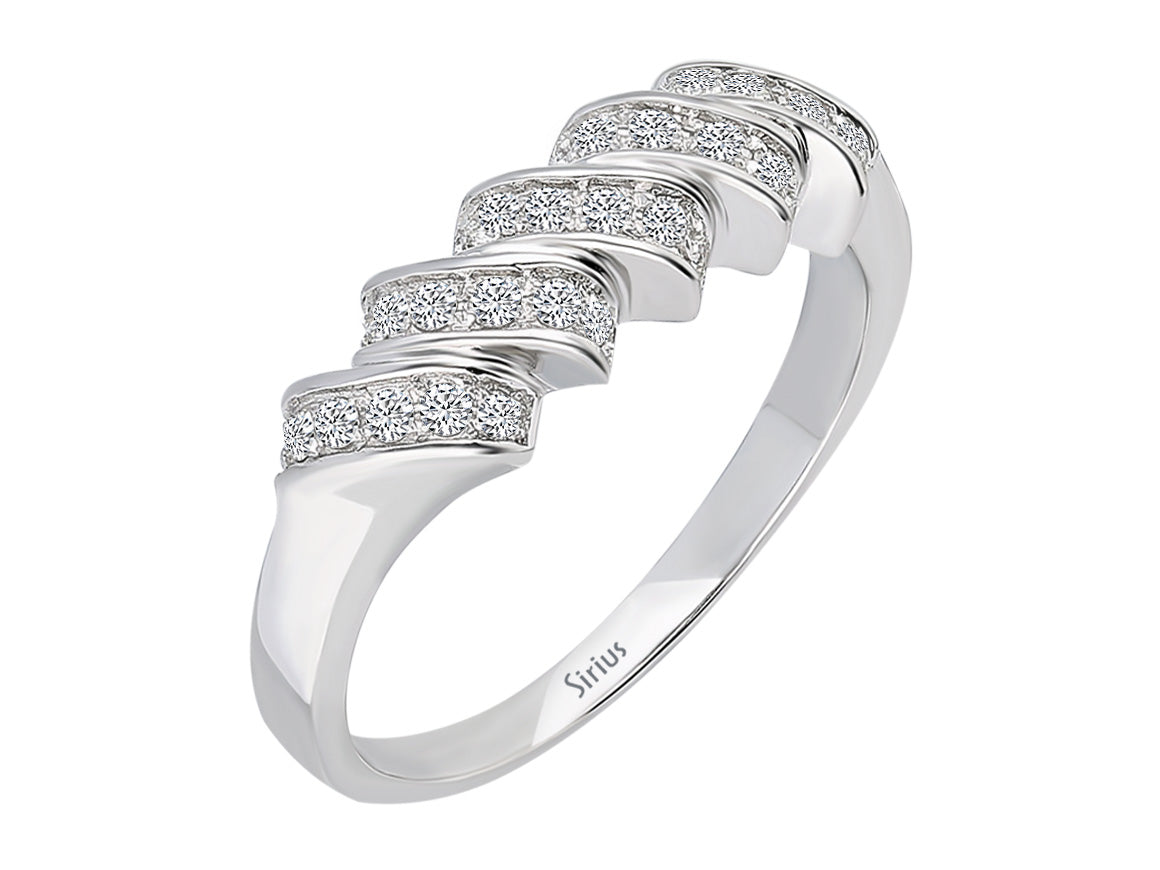 Bague en or blanc avec 30 diamants de laboratoire de 0,25 carat – or 8 carats, 3,16 g, 5 rangées – Bijoux haut de gamme de Rosy Lab Diamonds