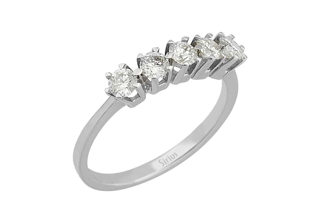 14 ayar altın üzerine 0,63 karat laboratuvar pırlantalı zarif 5 taşlı yüzük - Rosy Lab Diamonds’tan yüksek kaliteli Mücevher