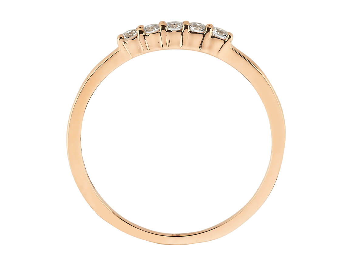 Zarter Roségold-Ring mit fünf laborgezüchteten Diamanten – 8K, 0,15 Karat – hochwertiger Schmuck von Rosy Lab Diamonds
