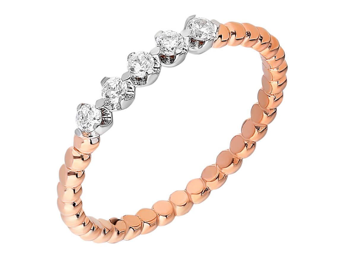 Élégante bague en diamants à 5 pierres en Or Rose 14 carats avec des diamants cultivés en laboratoire – Bijoux haut de gamme de Rosy Lab Diamonds