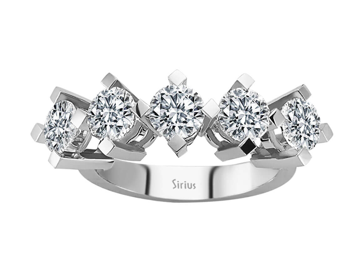 5-Steine-Diamantring 2,62 ct - 14K Weißgold - Modell 01R0186 - hochwertiger Schmuck von Rosy Lab Diamonds