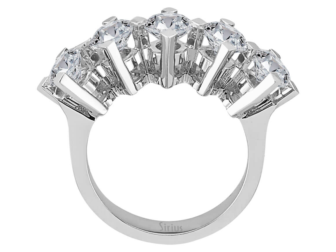 5-Steine-Diamantring 2,62 ct - 14K Weißgold - Modell 01R0186 - hochwertiger Schmuck von Rosy Lab Diamonds