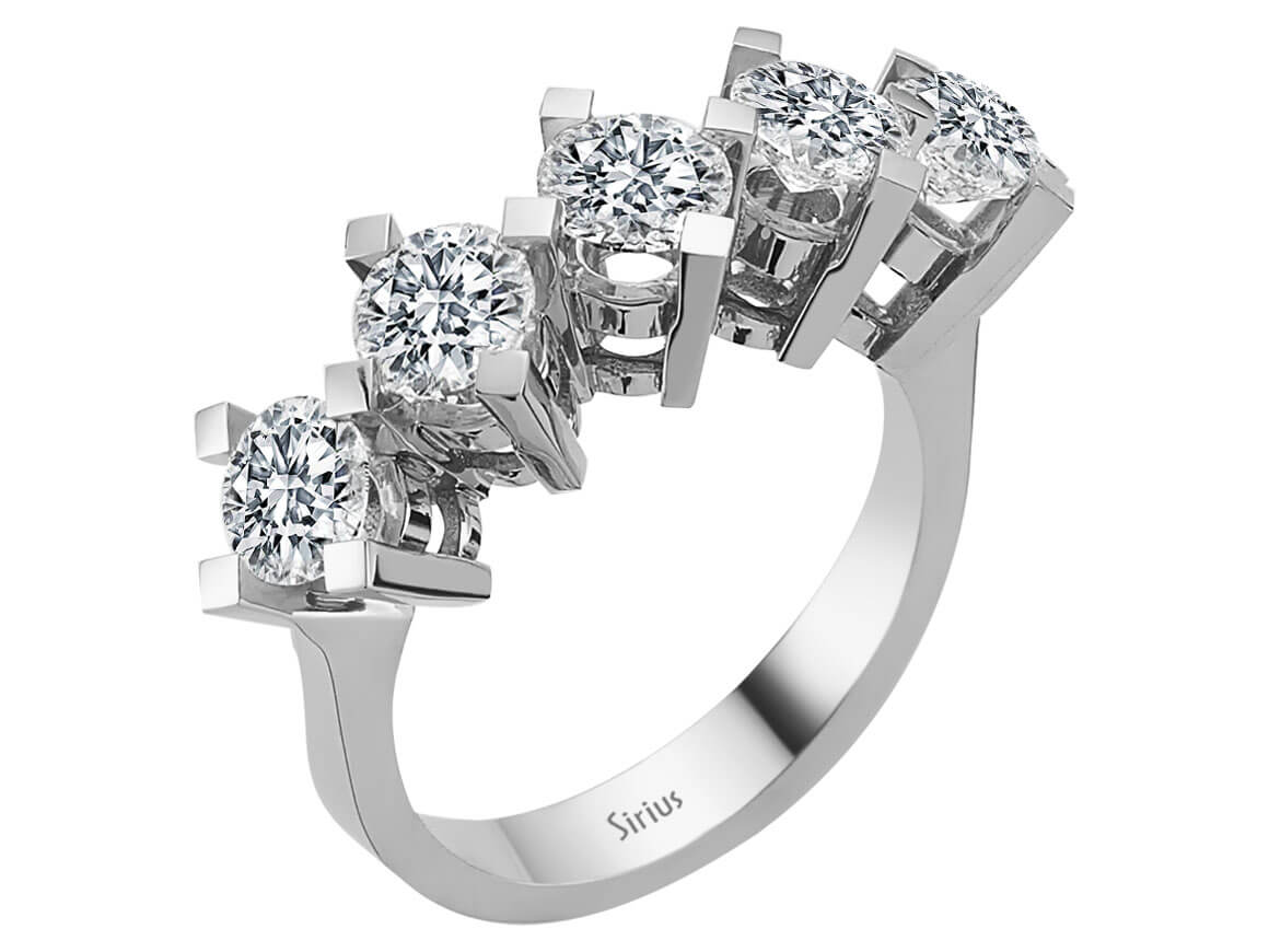 5-Steine-Diamantring 2,62 ct - 14K Weißgold - Modell 01R0186 - hochwertiger Schmuck von Rosy Lab Diamonds
