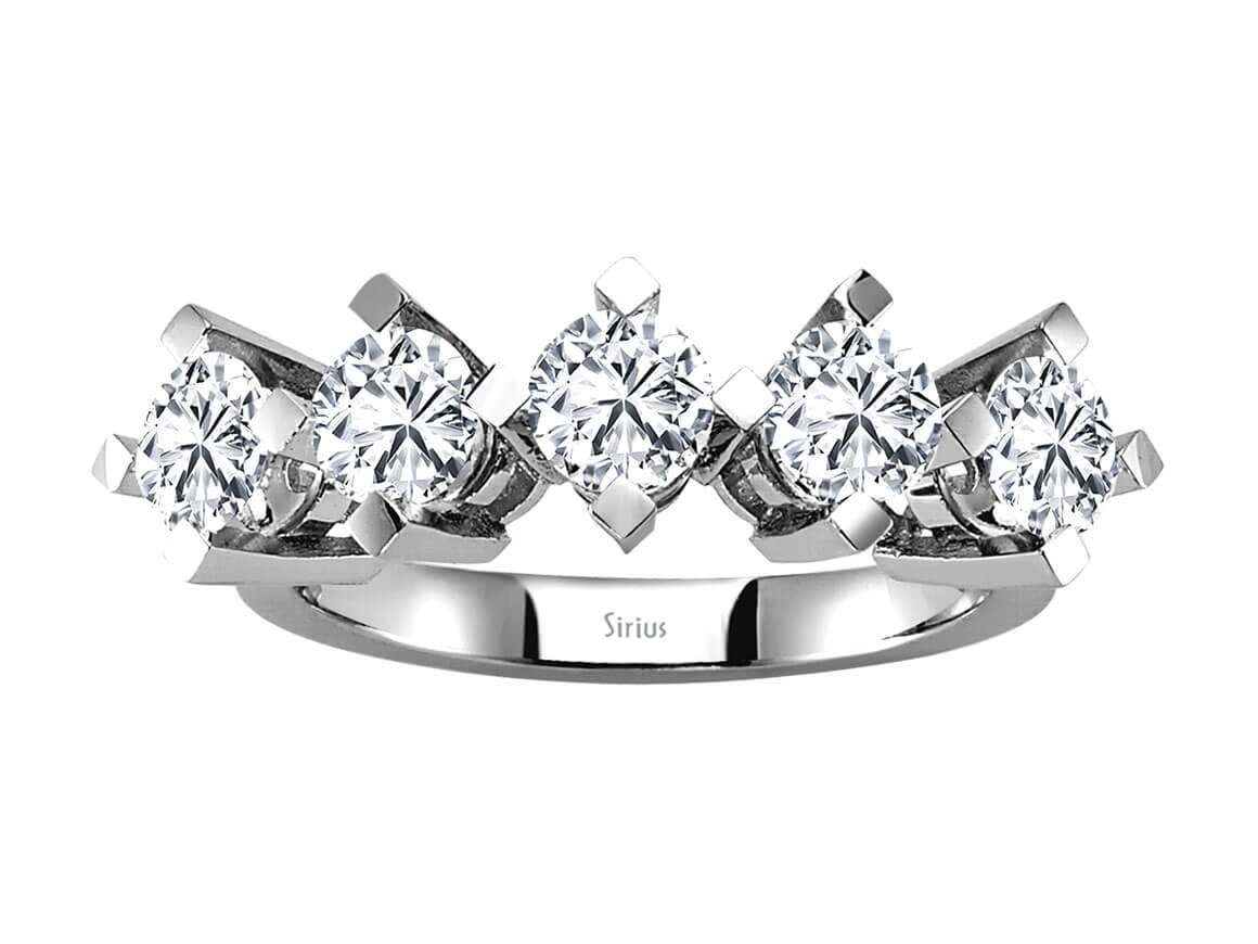 Elegant 5-Stone Round Diamond Ring White Gold