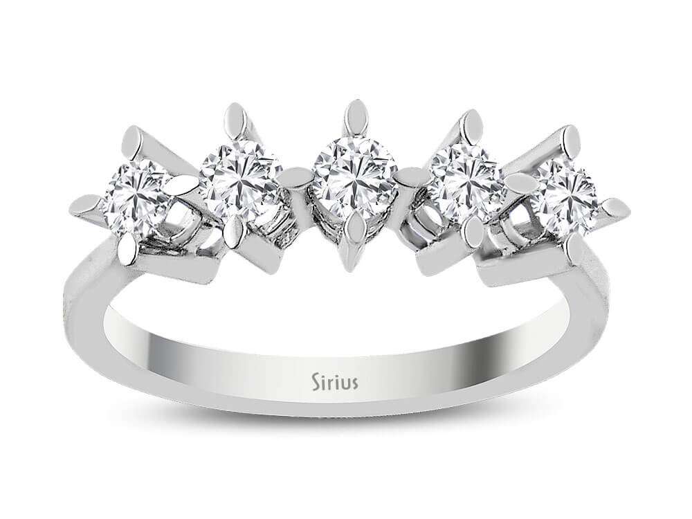 Weißgoldring mit 5 rundfacettierten Diamanten, 0,45 Karat