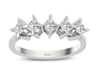 Weißgoldring mit 5 rundfacettierten Diamanten, 0,45 Karat