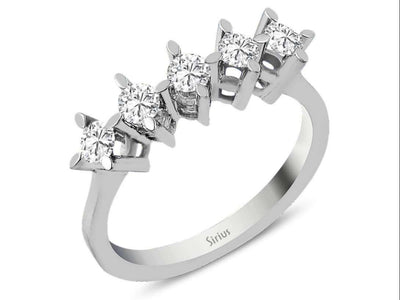 Weißgoldring mit 5 rundfacettierten Diamanten, 0,45 Karat
