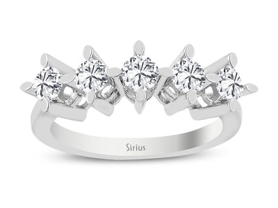 Weißgoldring mit 5 rundfacettierten Diamanten, 0,80 Karat