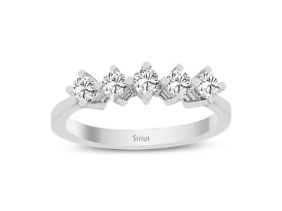 Weißgold Ring mit 5 rundfacettierten Diamanten, 0,41 Karat