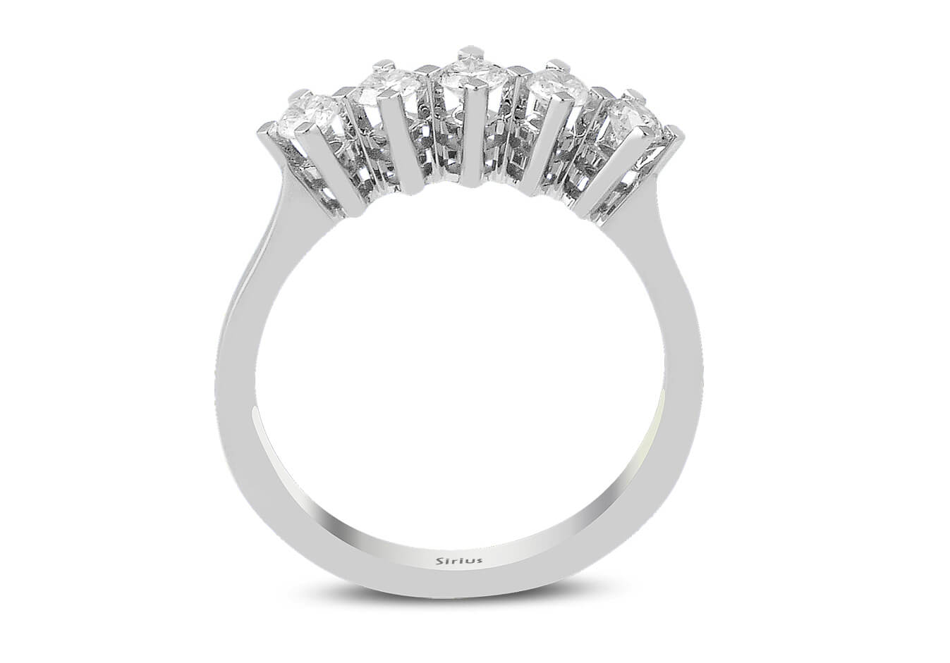 Weißgold Ring mit 5 rundfacettierten Diamanten, 0,41 Karat