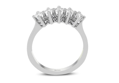 Weißgold Ring mit 5 rundfacettierten Diamanten, 0,41 Karat