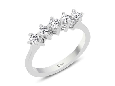 Weißgold Ring mit 5 rundfacettierten Diamanten, 0,41 Karat