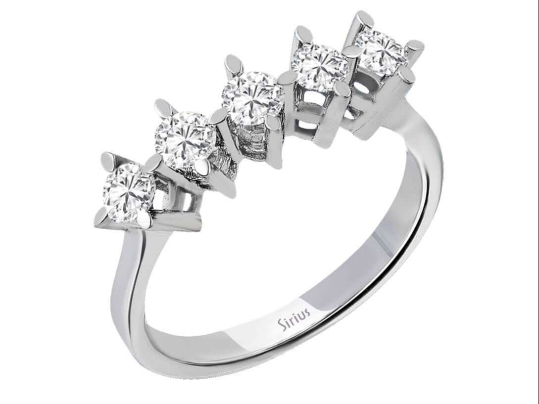 Classic 5-Stone Ring with 0.55 ct Lab Diamonds – 14K White Gold