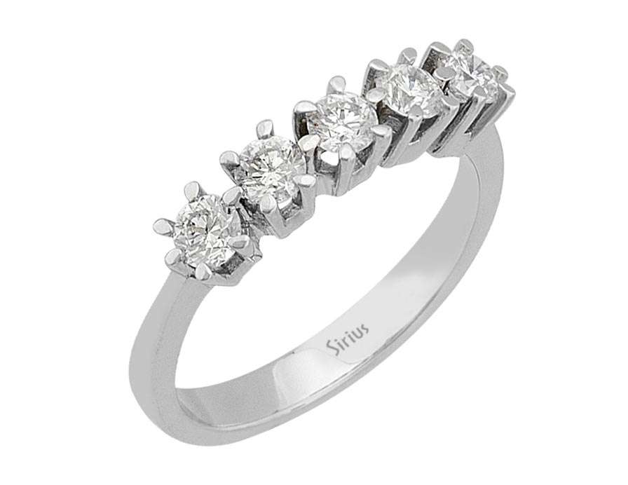 Zeitloser 5-Stein-Ring mit rund geschliffenen Labor-Diamanten, 0,86 Karat gesamt