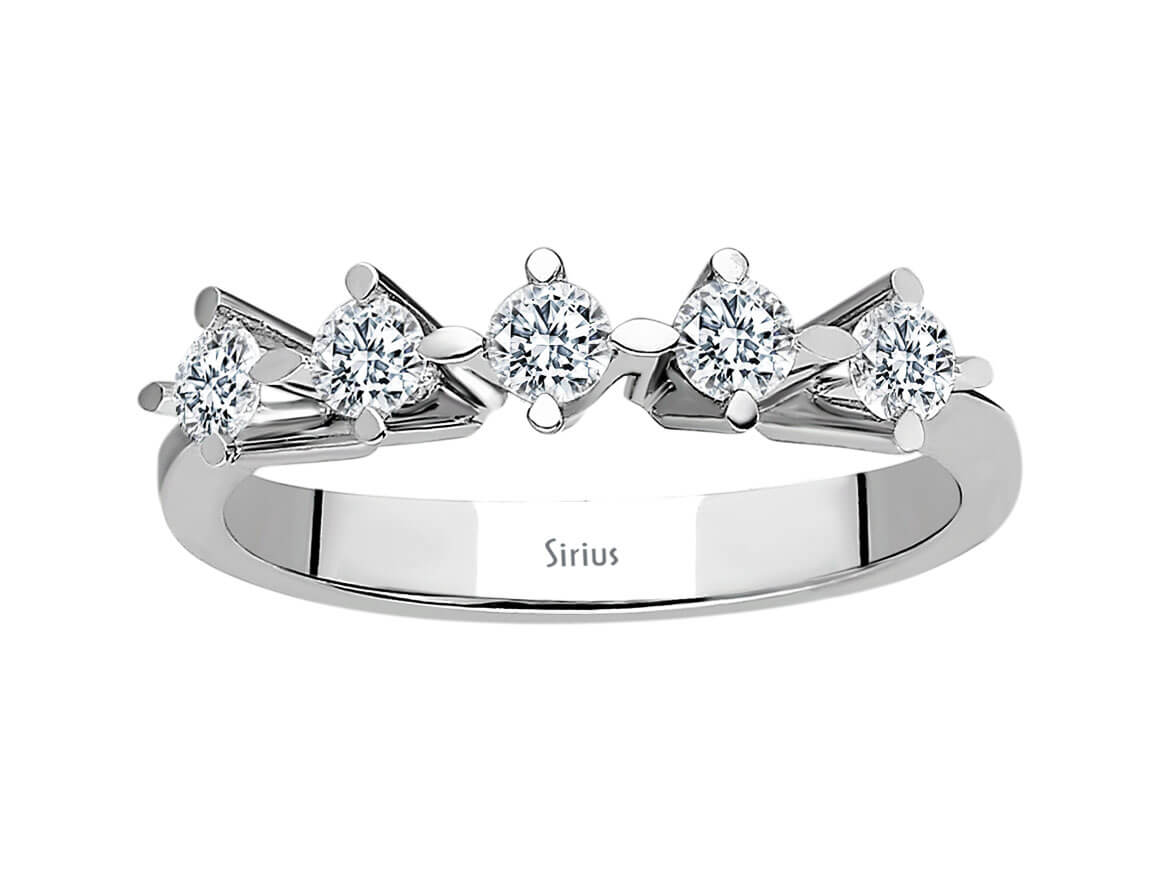 Stilvoller Halbmemory-Ring mit 5 rund geschliffenen laborgezüchteten Diamanten, 0,45 ct, in 14K Weißgold