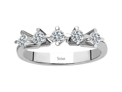 Stilvoller Halbmemory-Ring mit 5 rund geschliffenen laborgezüchteten Diamanten, 0,45 ct, in 14K Weißgold