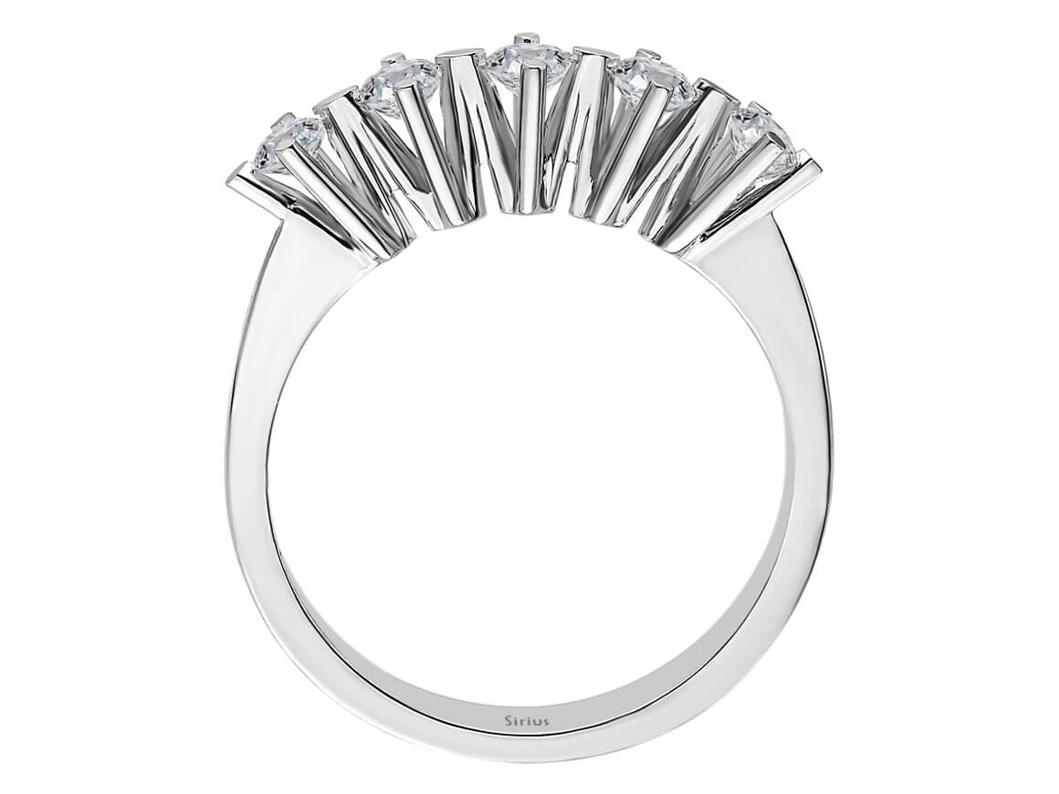 Stilvoller Halbmemory-Ring mit 5 rund geschliffenen laborgezüchteten Diamanten, 0,45 ct, in 14K Weißgold