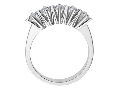 Stilvoller Halbmemory-Ring mit 5 rund geschliffenen laborgezüchteten Diamanten, 0,45 ct, in 14K Weißgold