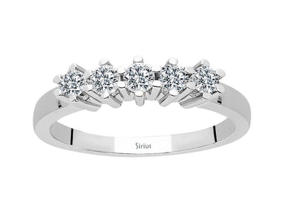 Eleganter Halbmemory-Ring mit 5 rund geschliffenen laborgezüchteten Diamanten, 0,37 ct, in 14K Weißgold