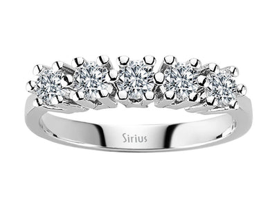 Moderner 5-Stein Rundschliff Diamantring aus 14 Karat Weißgold
