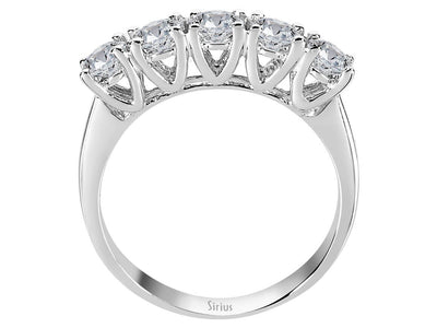 Stilvoller 5-Stein Rundschliff Diamantring aus 14 Karat Weißgold