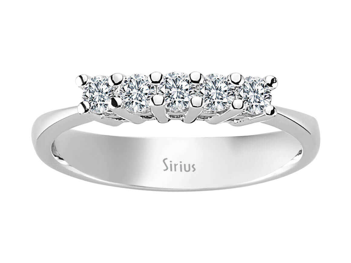 14K Weißgold Ring mit 5 Diamanten, rund, 0,42 Karat – hochwertiger Schmuck von Rosy Lab Diamonds