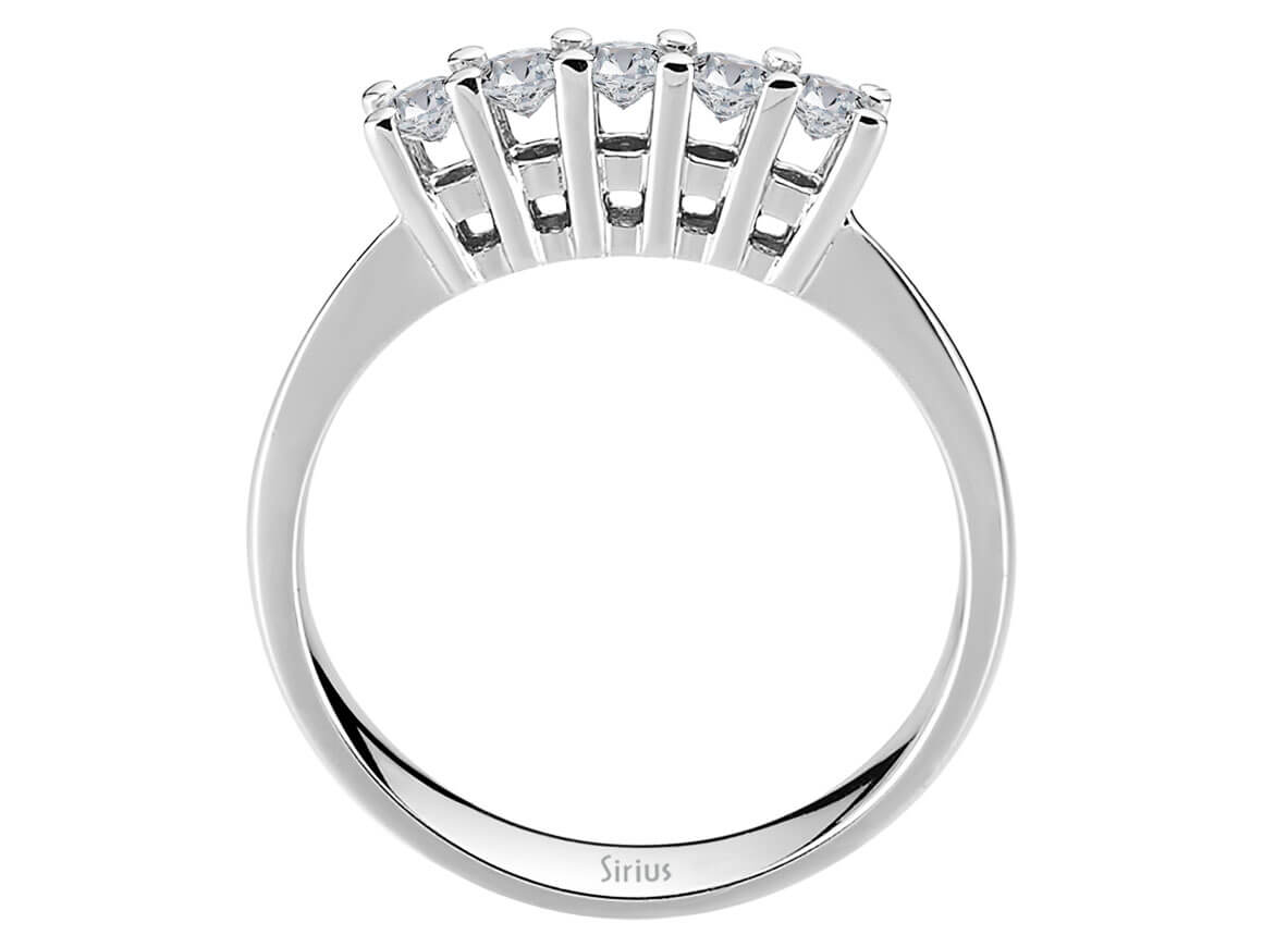 14K Weißgold Ring mit 5 Diamanten, rund, insgesamt 0,42 Karat