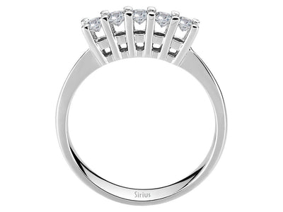 14K Weißgold Ring mit 5 Diamanten, rund, insgesamt 0,42 Karat