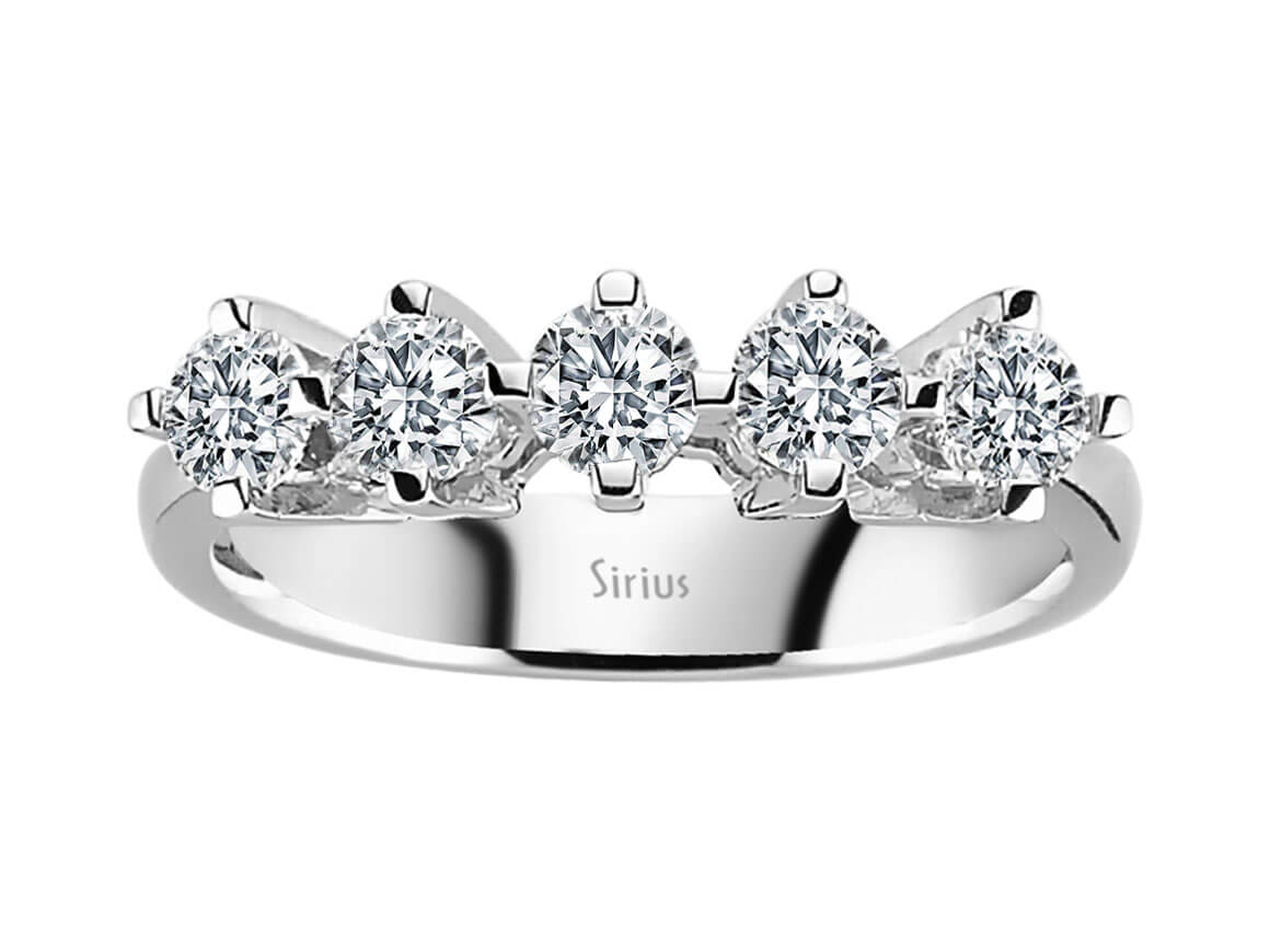 Elegant five-stone ring with 0.96 ct round diamonds | 14K gold - high-quality Jewelry from Rosy Lab Diamonds