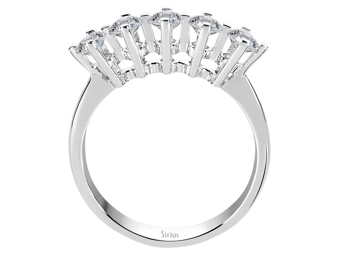Eleganter 14K Gold Fünfstein-Ring mit 0,96 ct Runddiamanten