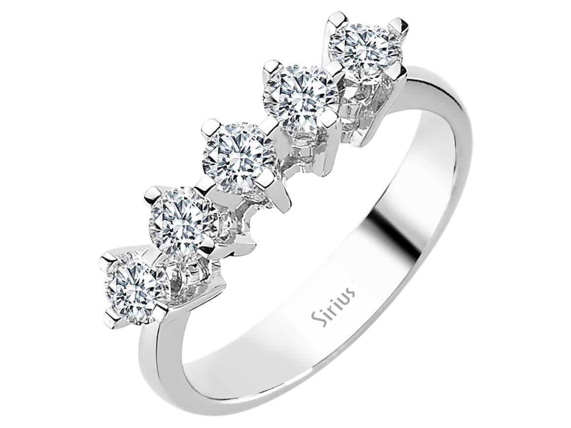 Eleganter 14K Gold Fünfstein-Ring mit 0,96 ct Runddiamanten