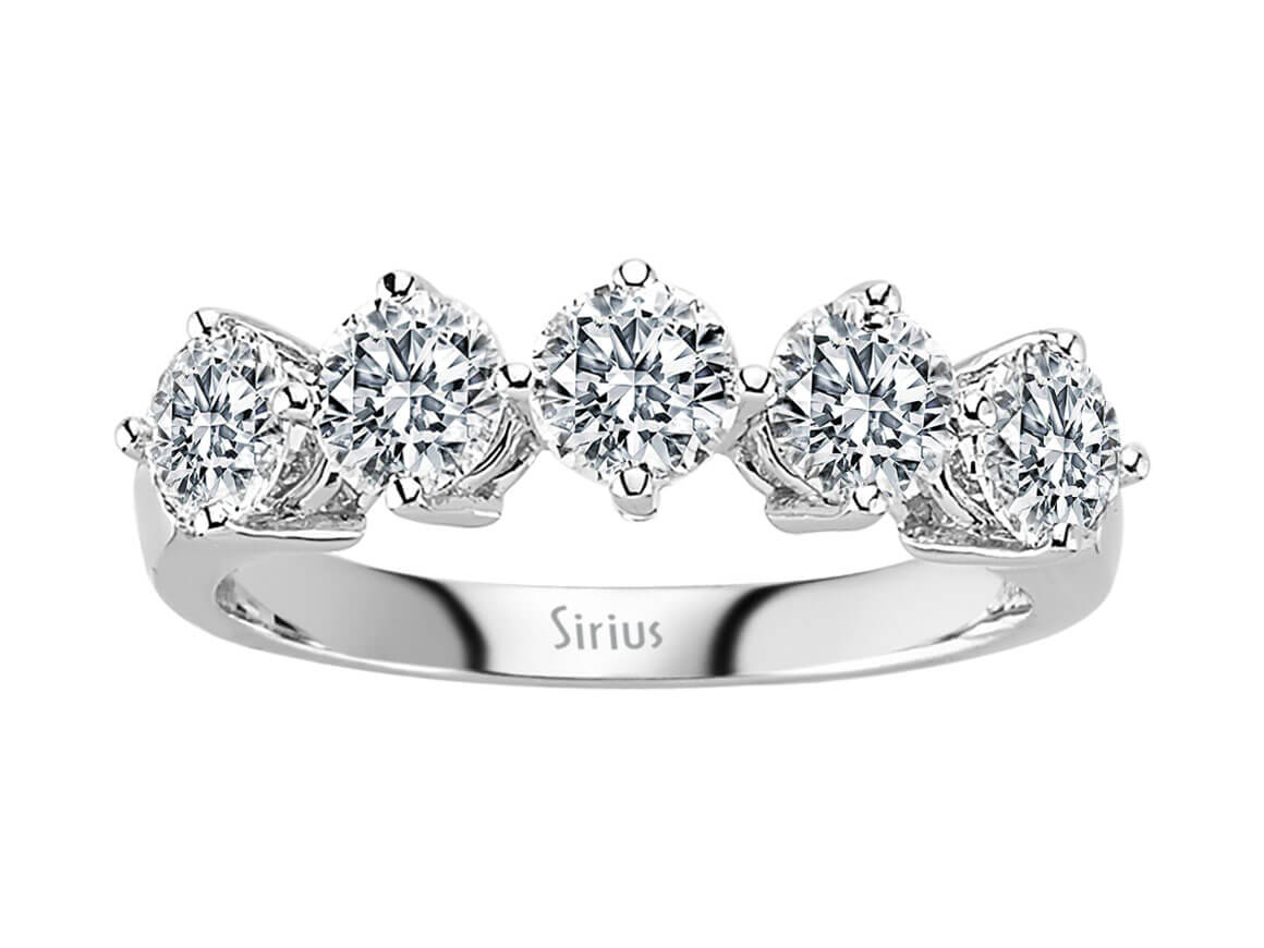 Prächtiger 14K Gold Fünfstein-Ring mit 1,70 ct Runddiamanten