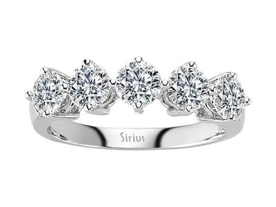 Prächtiger 14K Gold Fünfstein-Ring mit 1,70 ct Runddiamanten