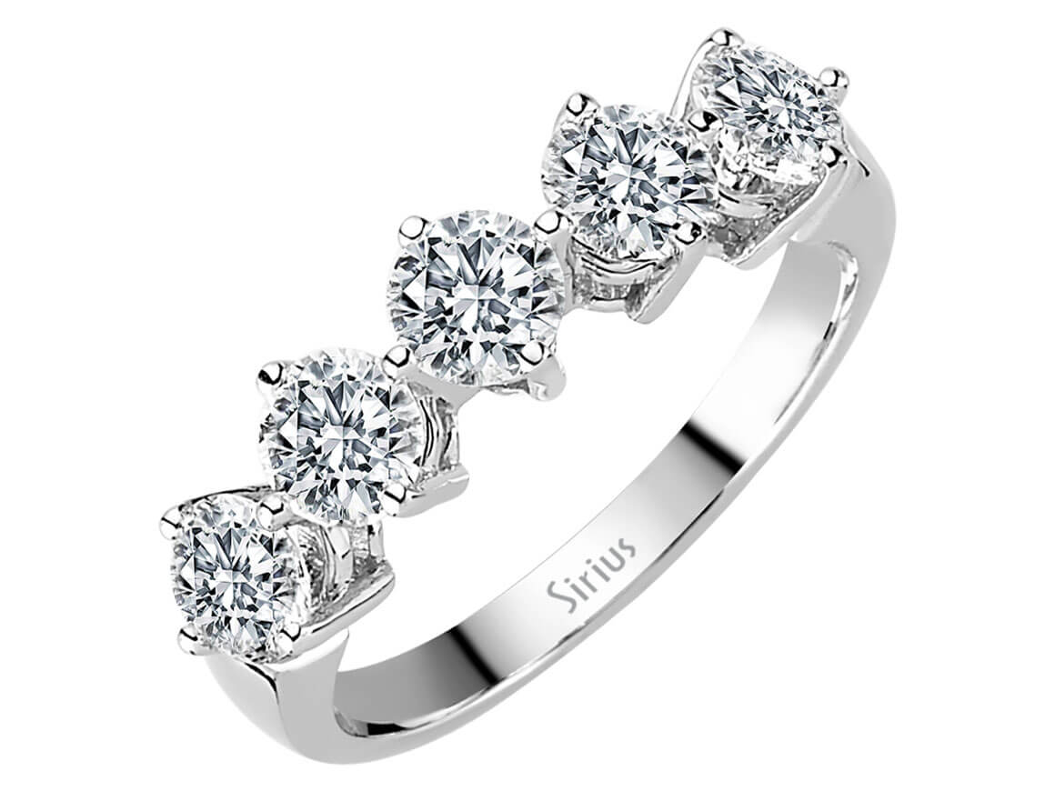 Prächtiger 14K Gold Fünfstein-Ring mit 1,70 ct Runddiamanten