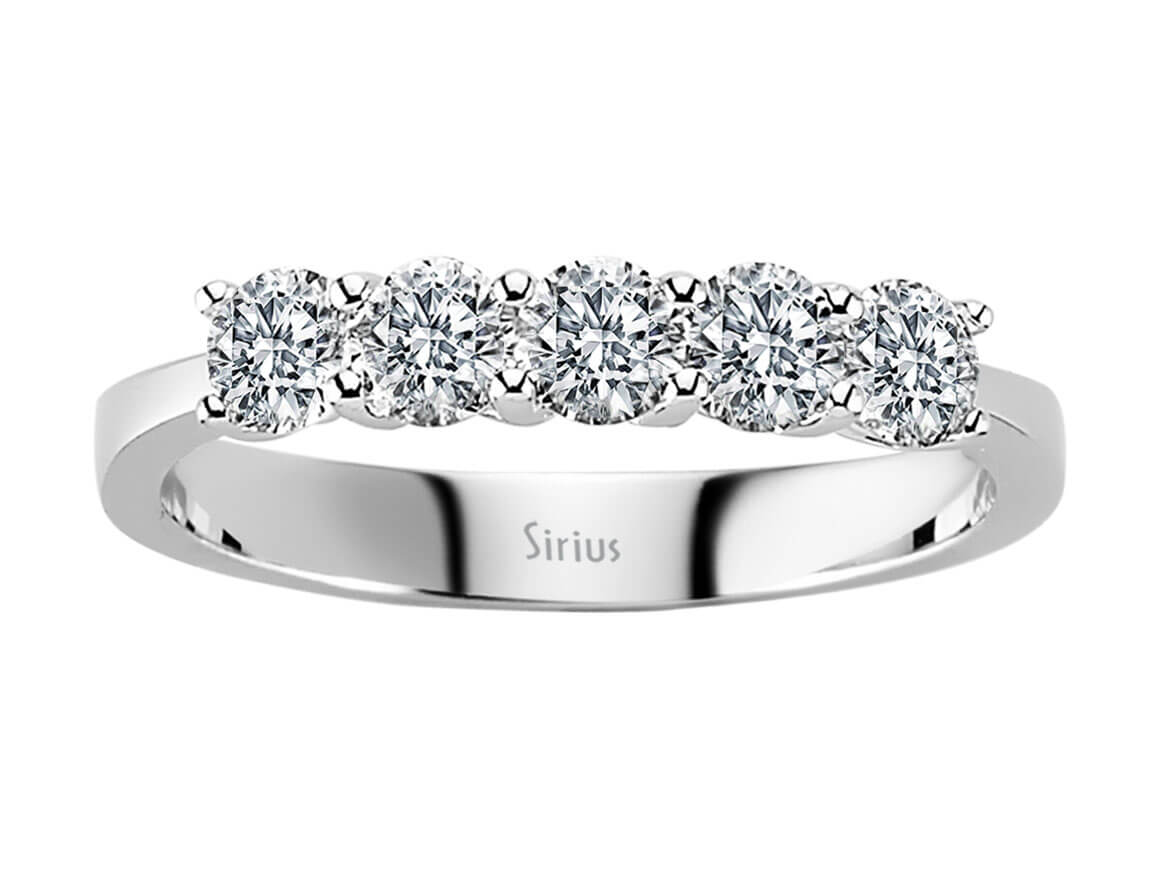 Stilvoller Fünfstein-Ring mit 0,81 ct Runddiamanten | 14K Gold - hochwertiger Schmuck von Rosy Lab Diamonds
