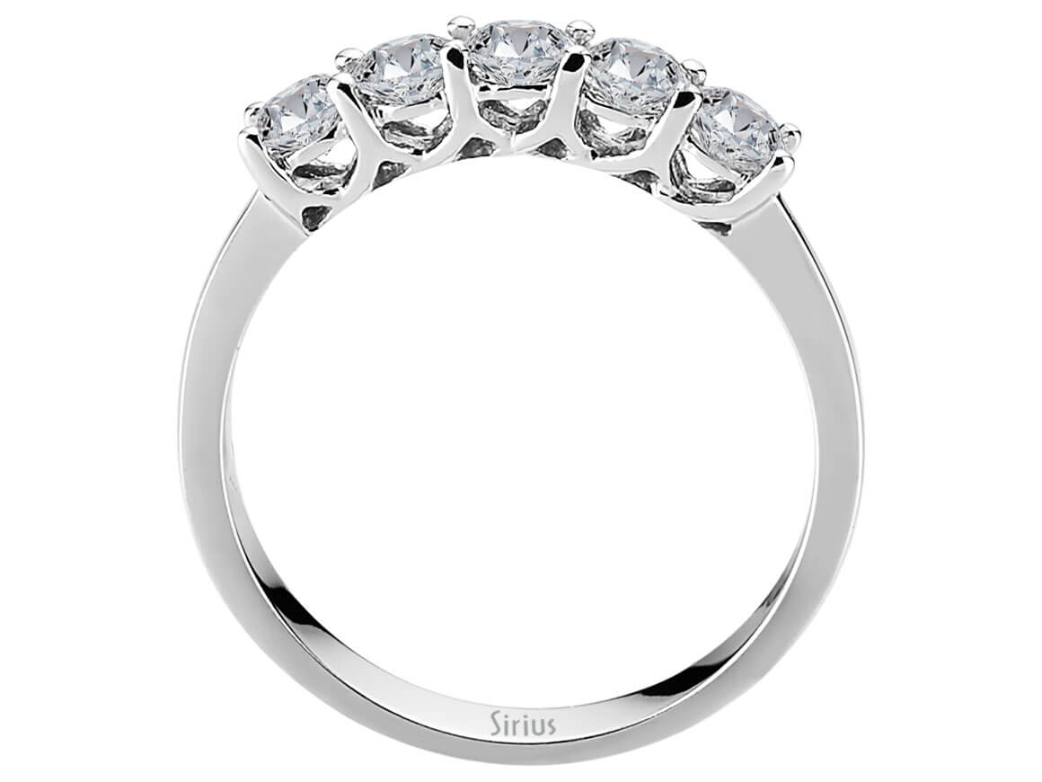 Stilvoller Fünfstein-Ring mit 0,81 ct Runddiamanten | 14K Gold - hochwertiger Schmuck von Rosy Lab Diamonds