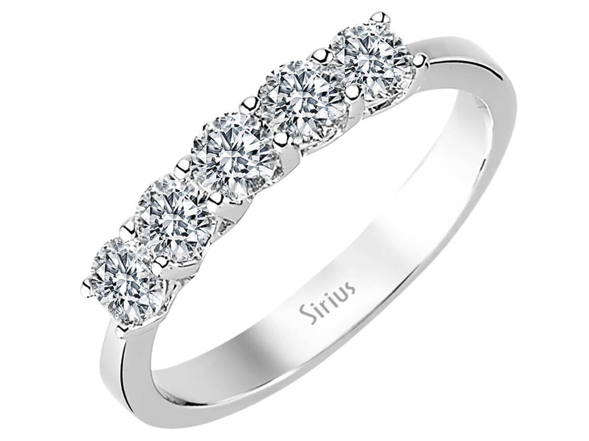 Stilvoller Fünfstein-Ring mit 0,81 ct Runddiamanten | 14K Gold - hochwertiger Schmuck von Rosy Lab Diamonds