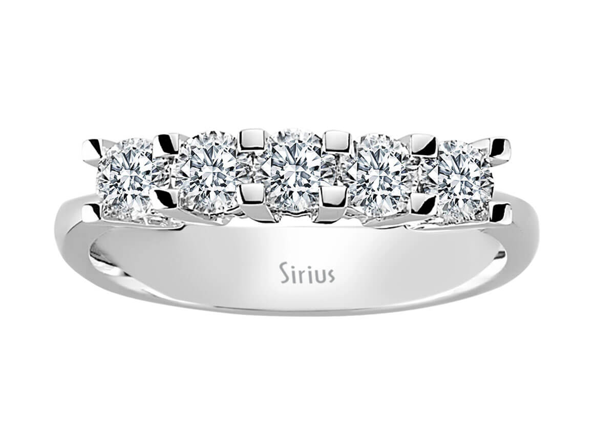 Eleganter 14K Gold Fünfstein-Ring mit 0,80 ct Runddiamanten